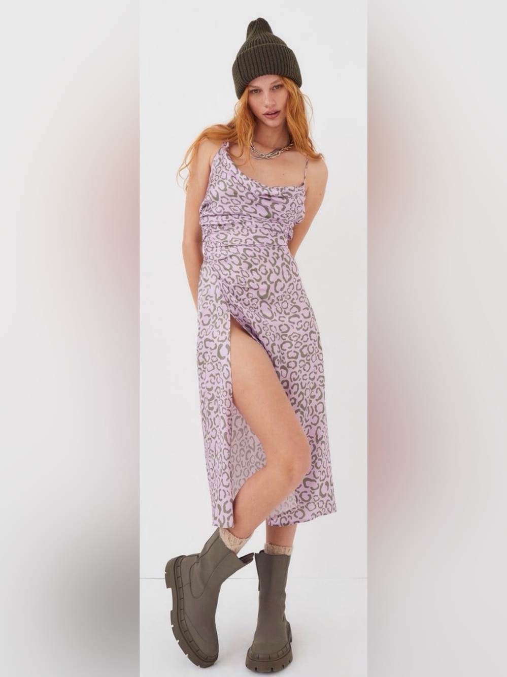 For Love And Lemons Lilac Leopard midi dress